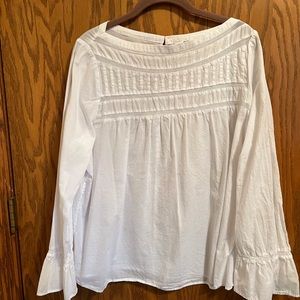 White Linen Boatneck Top